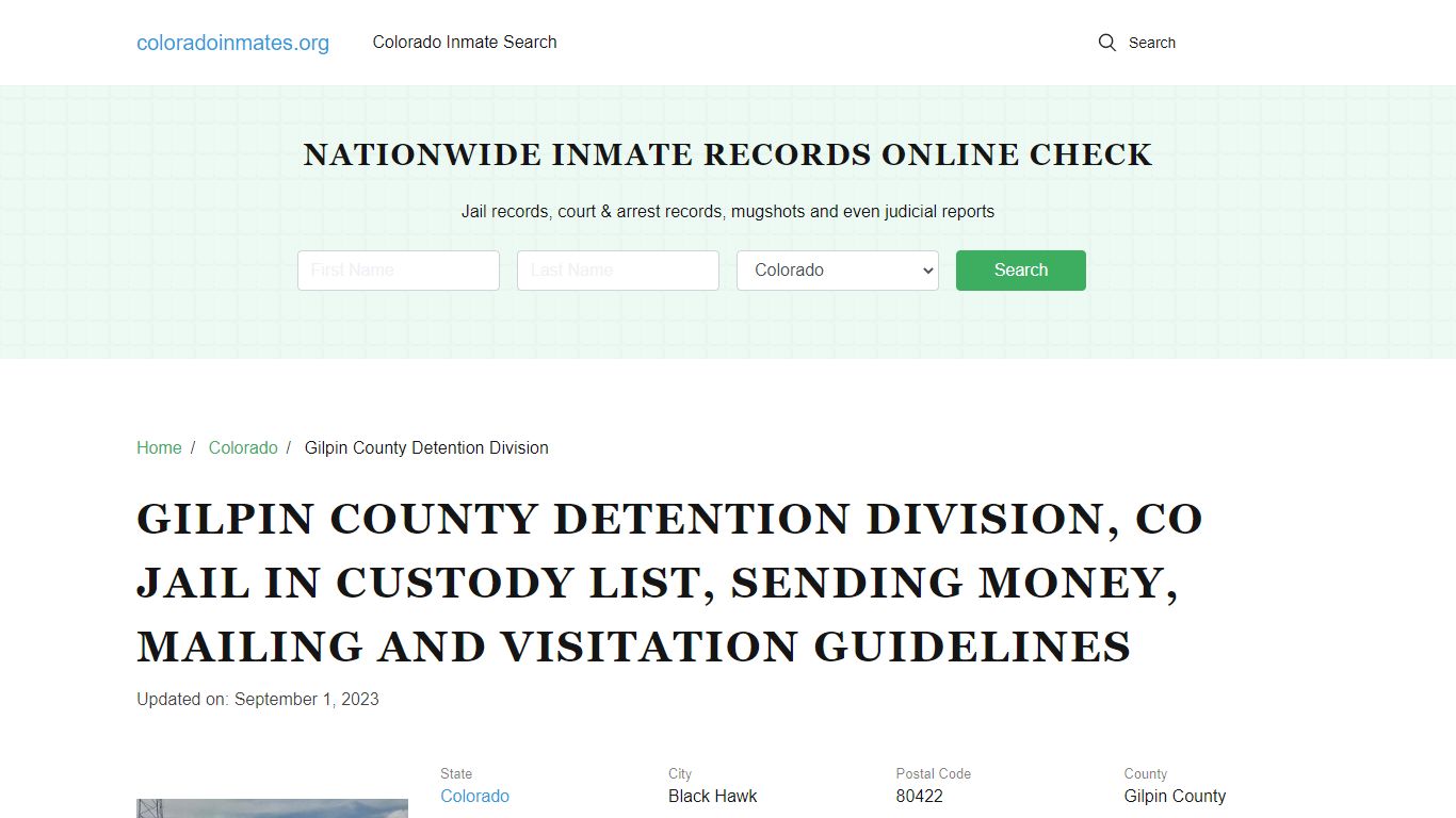Gilpin County Detention Division, CO: Incarcerated Inmate Search ...